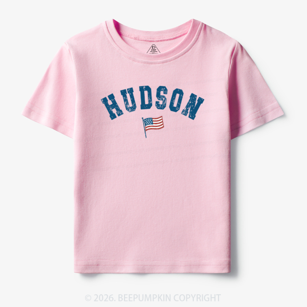 Personalized USA Flag with Name Toddler&Kid's Tees
