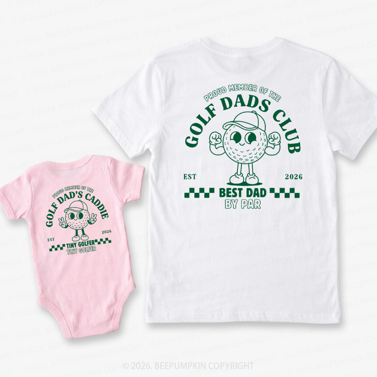  Personalized Dad And Kids Retro Golf Dad&Me Matching Shirts-Back Design