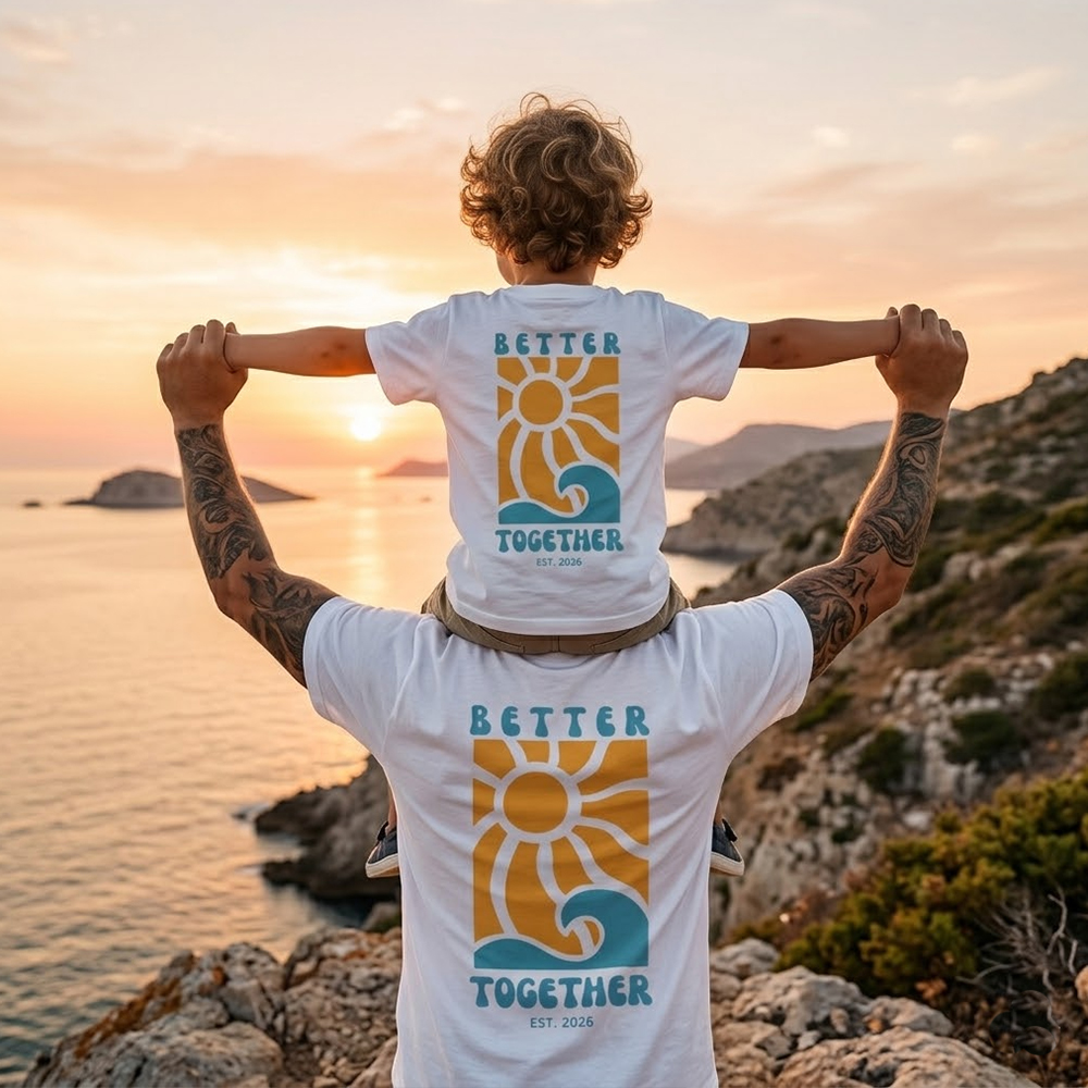 Retro Summer Better Together Dad&Me Matching Shirts-Back Design