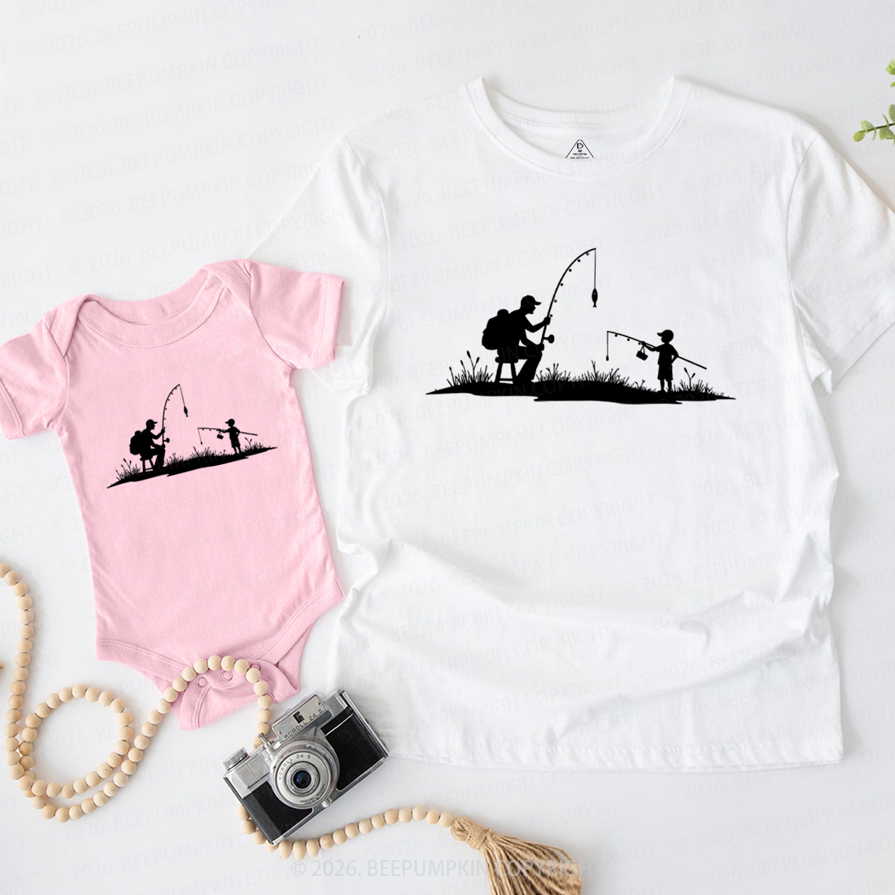 Father Son Fishing Outdoor Silhouette Dad&Me Matching Shirts