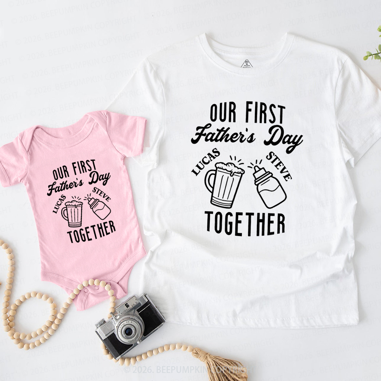 Personalized Beer Milk Our First Fathers Day Together Dad&Me Matching Shirts