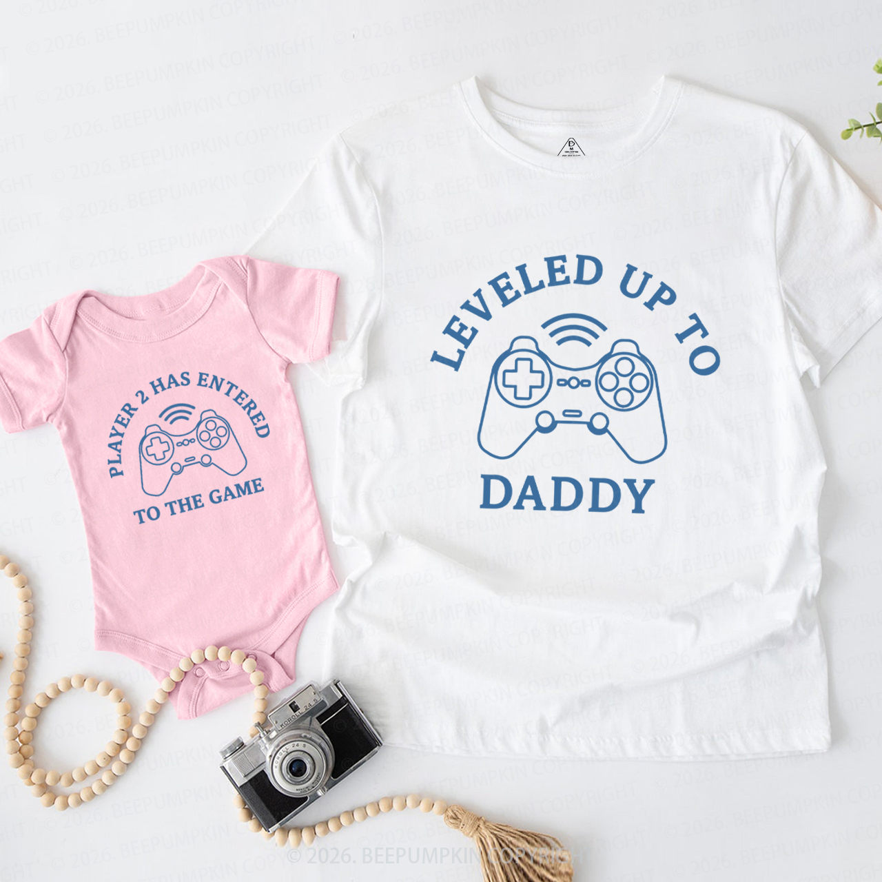 Leveled Up To Daddy Player 2 has Entered The Game Dad&Me Matching Shirts