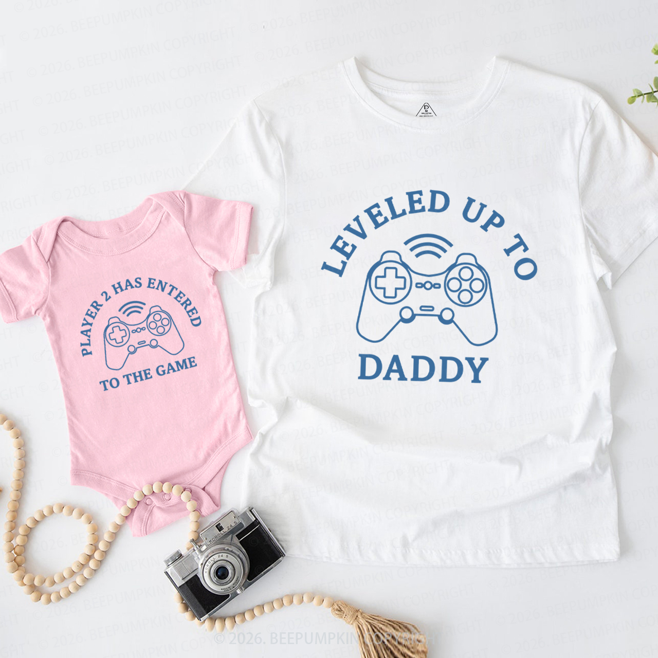 Leveled Up To Daddy Player 2 has Entered The Game Dad&Me Matching Shirts