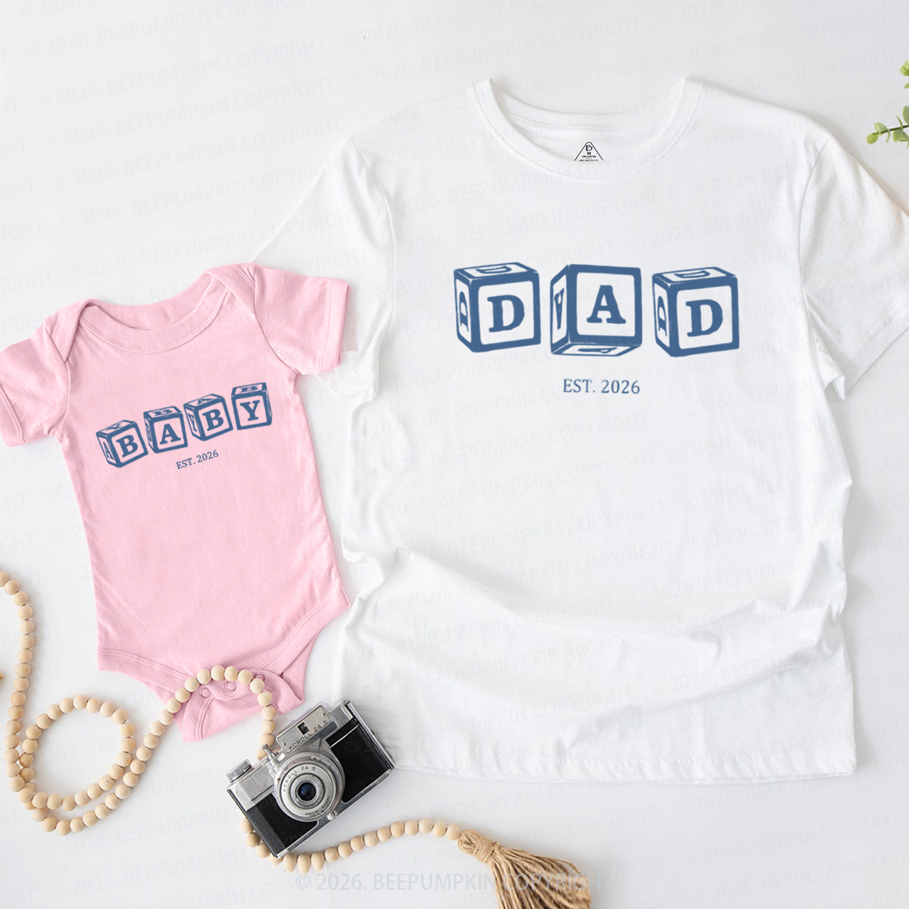 DAD and BABY Alphabet Blocks Dad&Me Matching Shirts