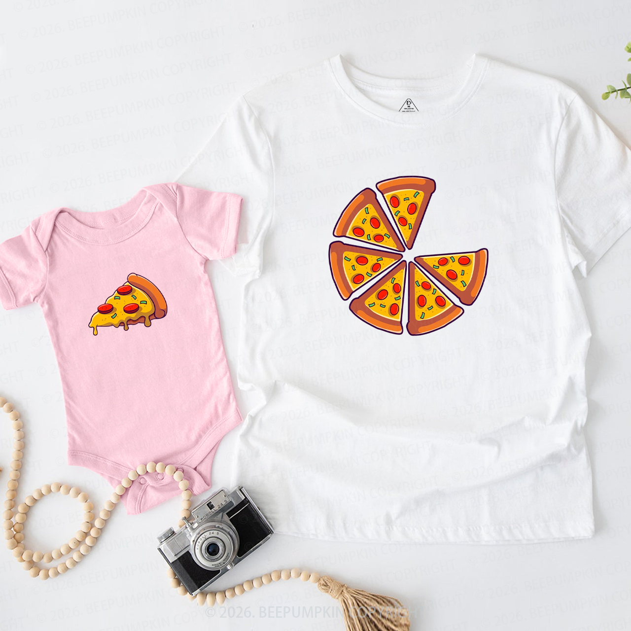 Whole Slice & Little Slice Pizza Dad&Me Matching Shirts