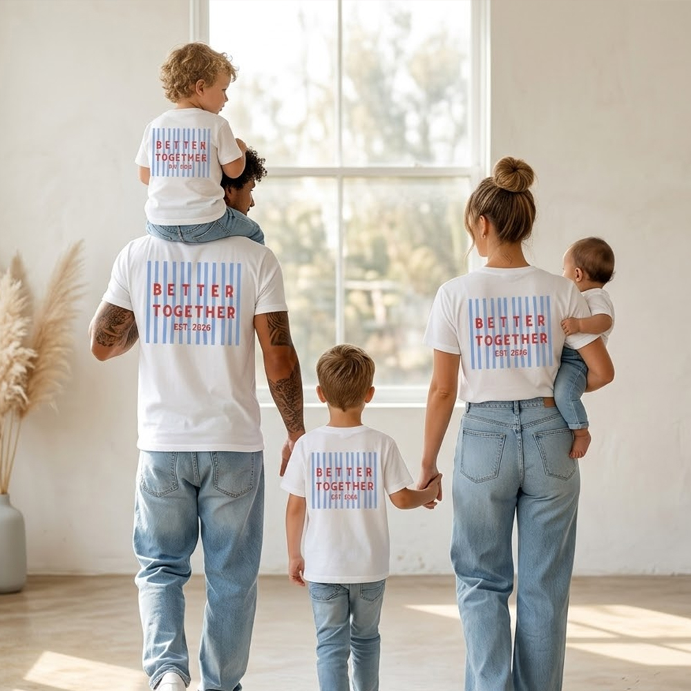 Better Together Retro Striped Dad&Me Matching Shirts-Back Design