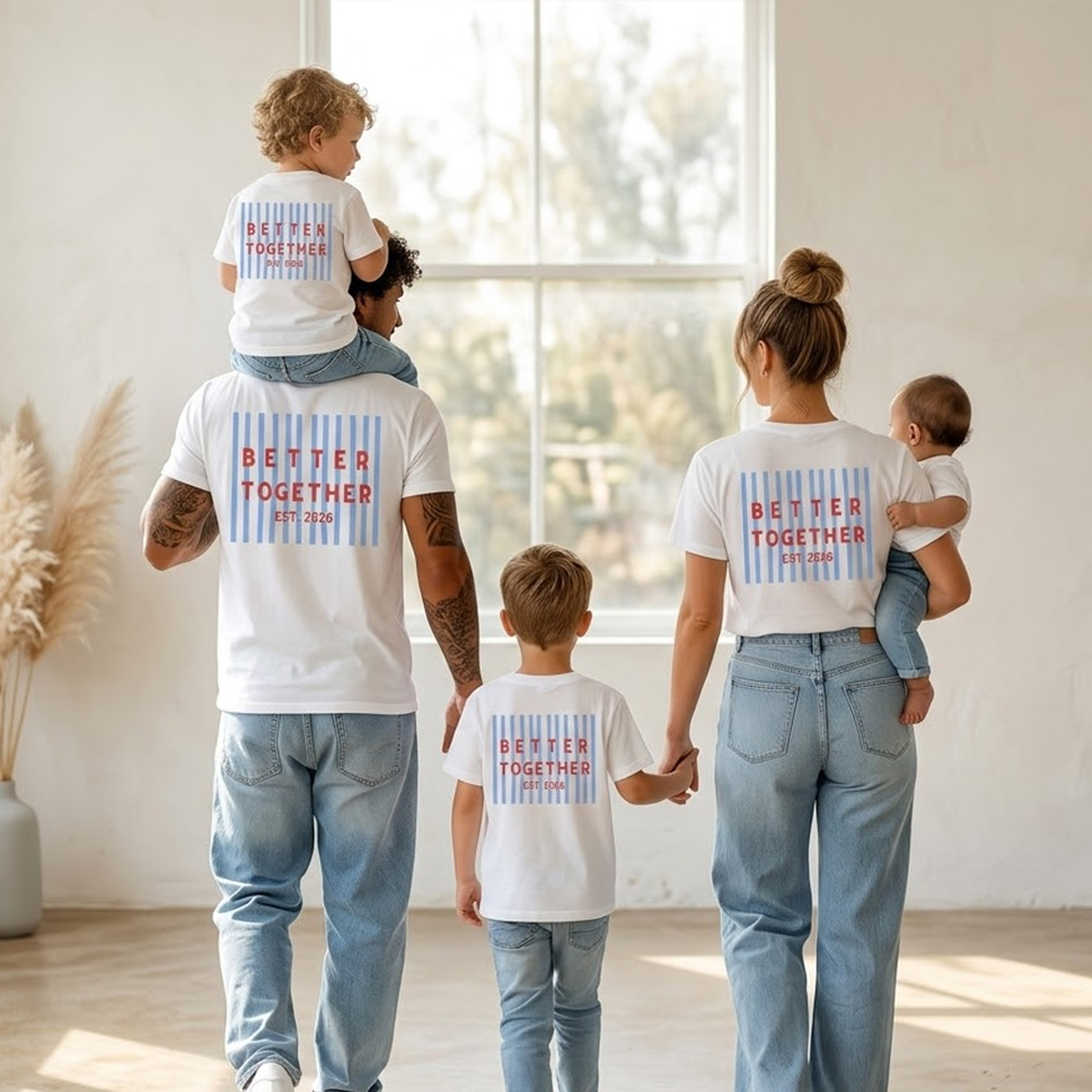 Better Together Retro Striped Dad&Me Matching Shirts-Back Design