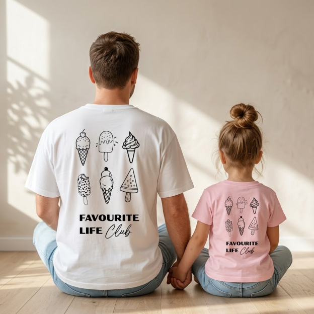 Favorite Life Club Ice Cream Dad&Me Matching Shirts-Back Design