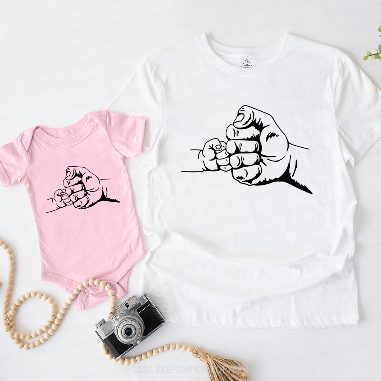 Father and Son Fist Bump Dad&Me Matching Shirts