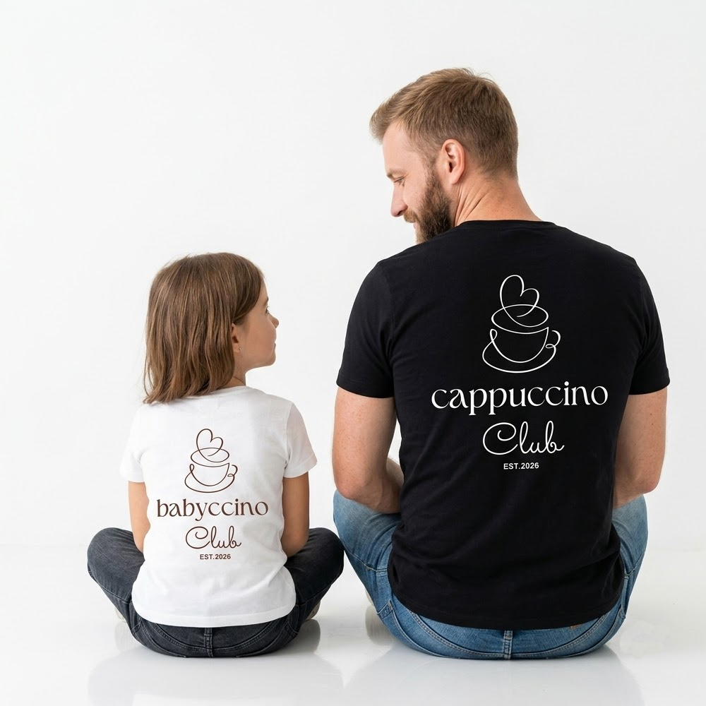 Cappuccino Club Babyccino Club Dad&Me Matching Shirts-Back Design