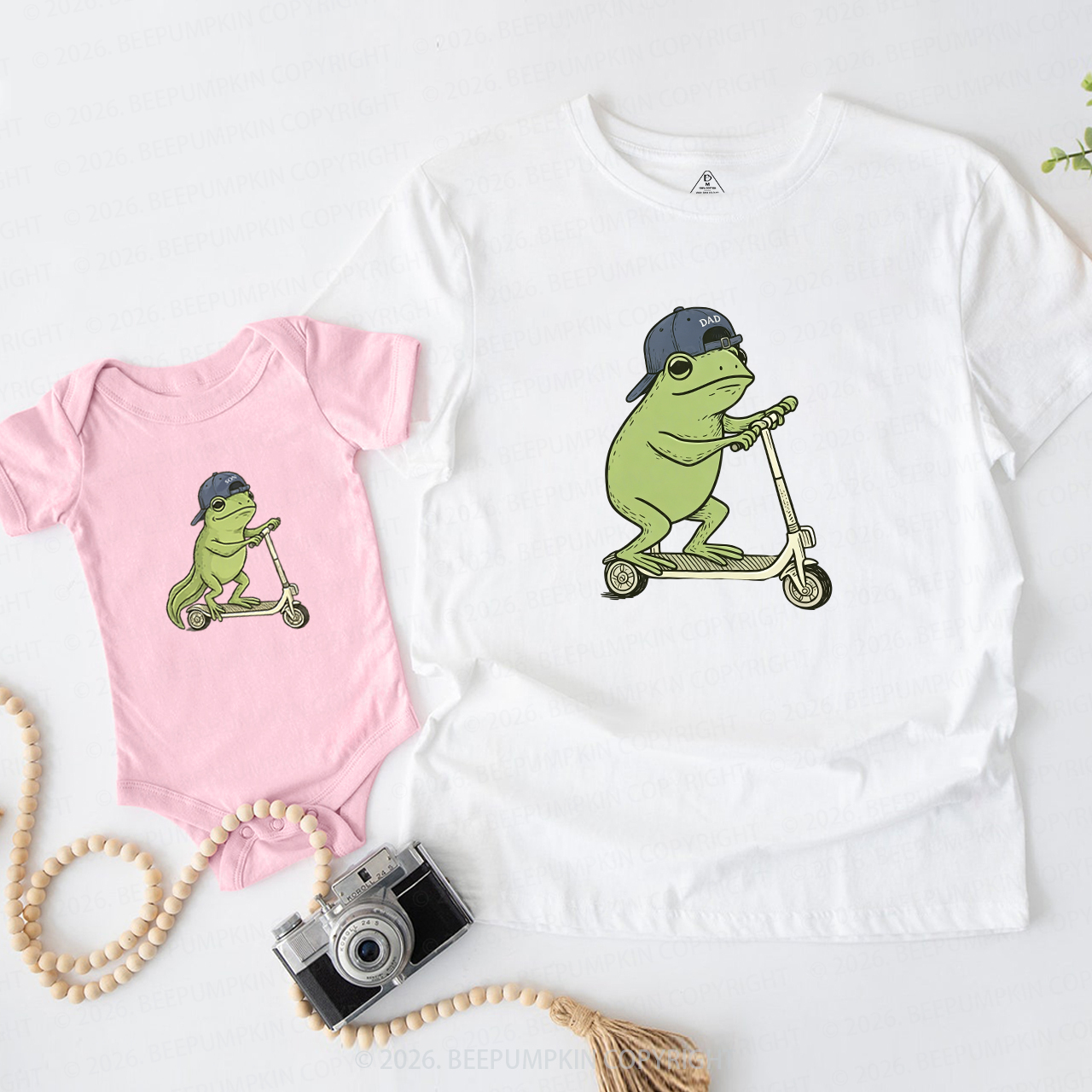 Dad and Son Frog Scooter Funny Meme Dad&Me Matching Shirts