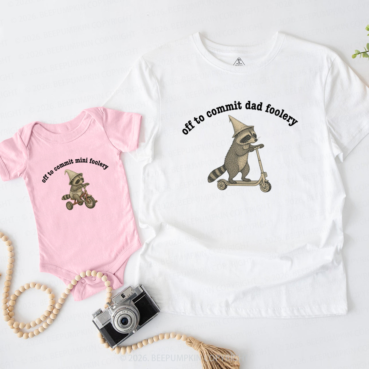 Off to Commit Dad Foolery Raccoon Dad&Me Matching Shirts