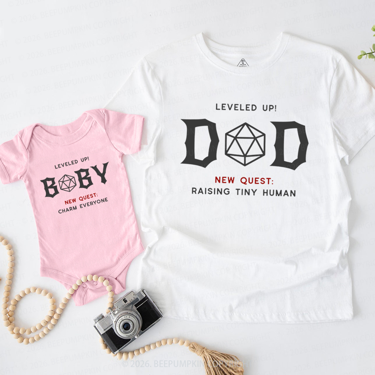 Leveled up Dad Baby Dad&Me Matching Shirts
