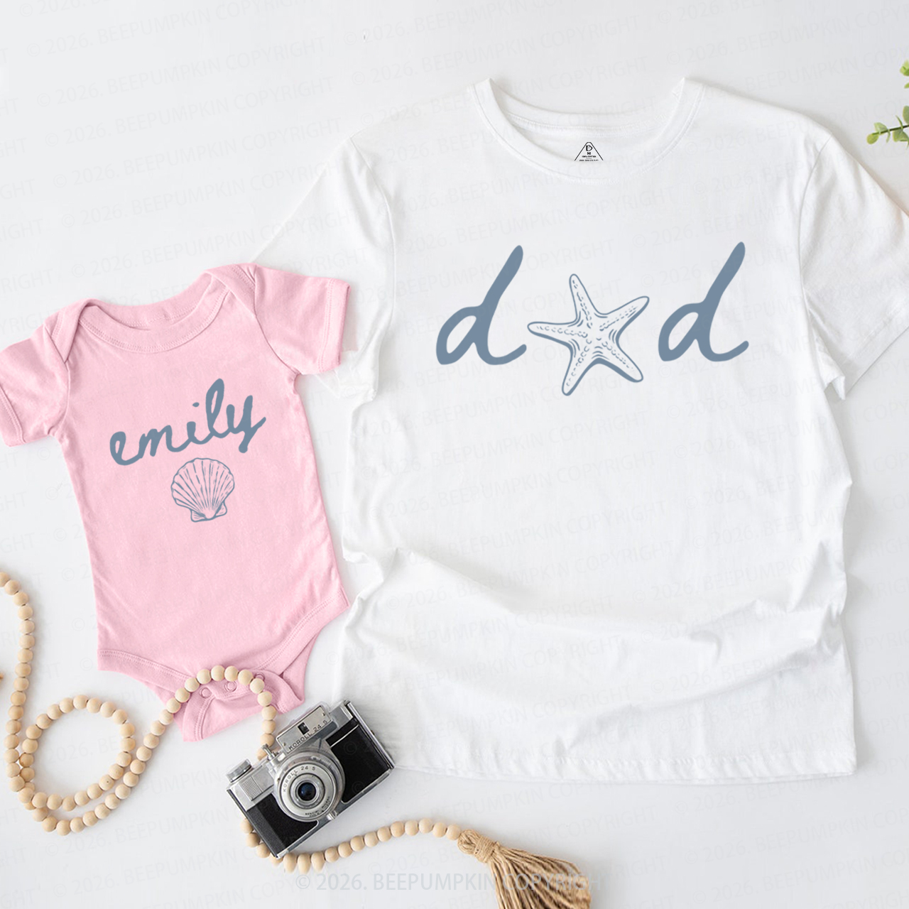 Personalized Seashell Starfish Dad&Me Matching Shirts