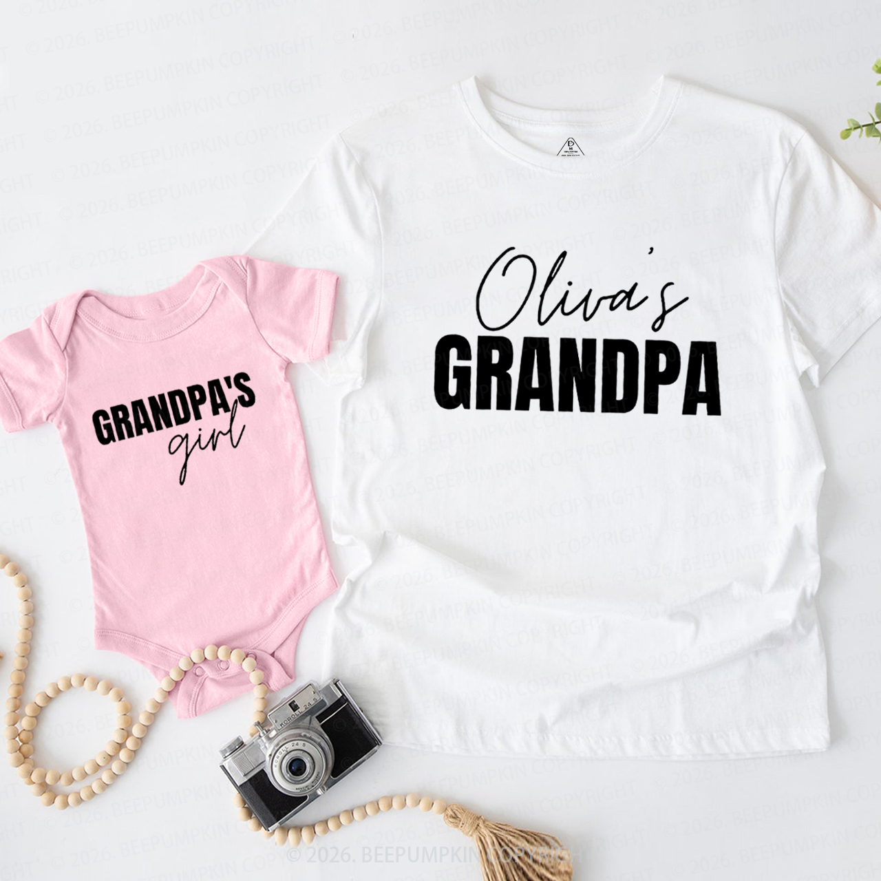Personalized Grandpa's Girl Boy Grandpa&Me Matching Shirts
