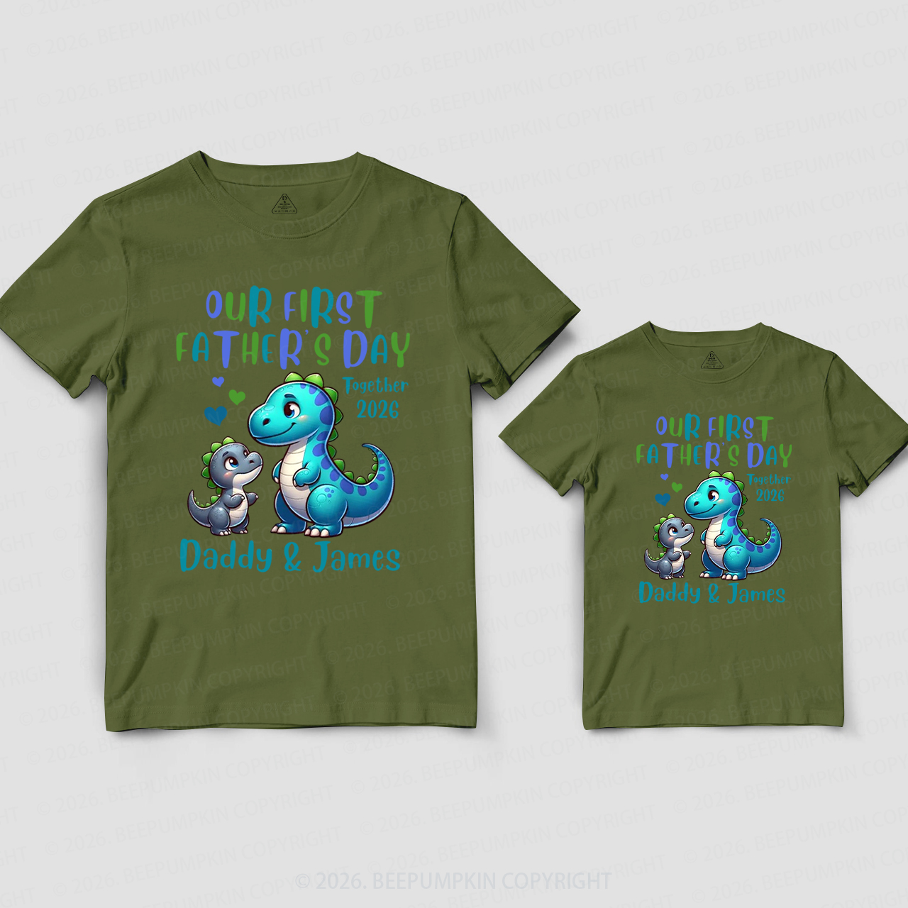 Personalized First Fathers Day Dinosaurs Dad&Me Matching Shirts