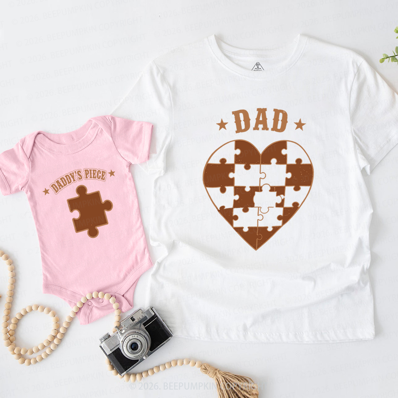 Daddy's Piece Puzzle Heart Dad&Me Matching Shirts