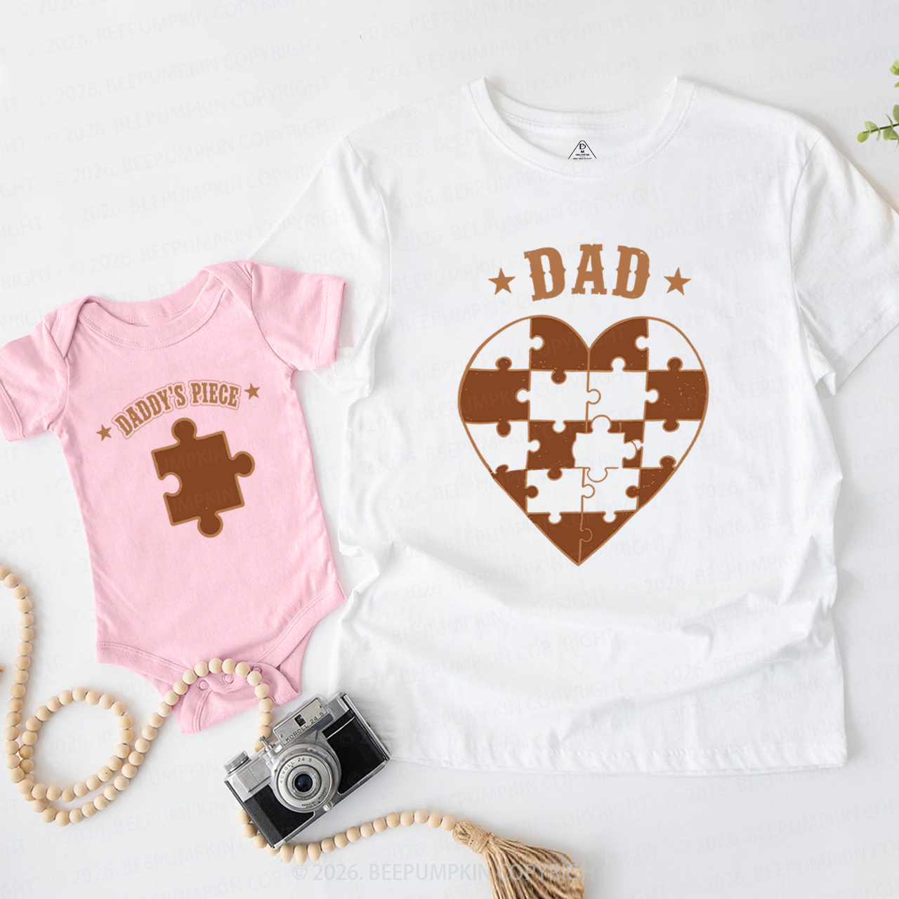Daddy's Piece Puzzle Heart Dad&Me Matching Shirts