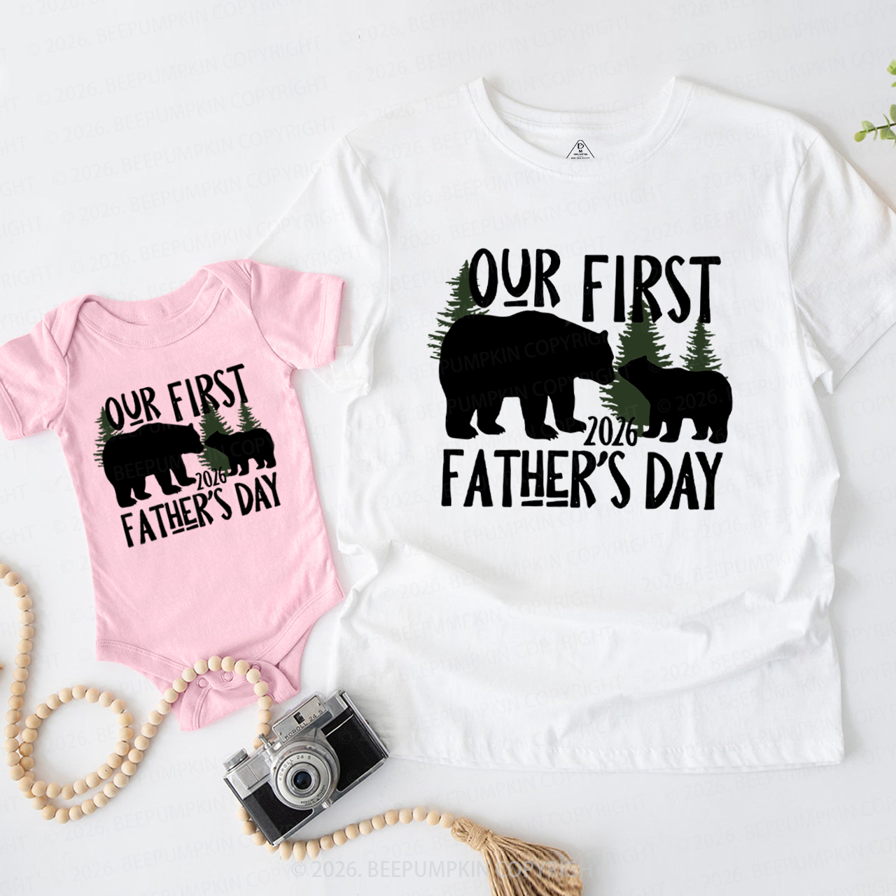 First Father's Day Papa Baby Bear Woodland Dad&Me Matching Shirts