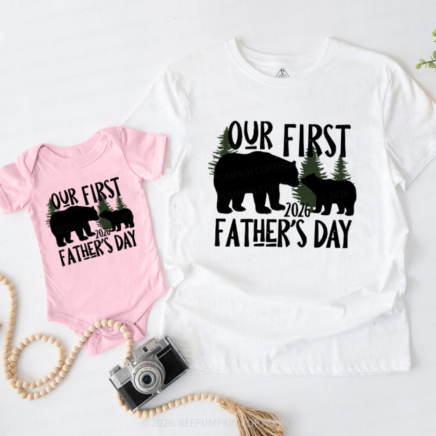 First Father's Day Papa Baby Bear Woodland Dad&Me Matching Shirts