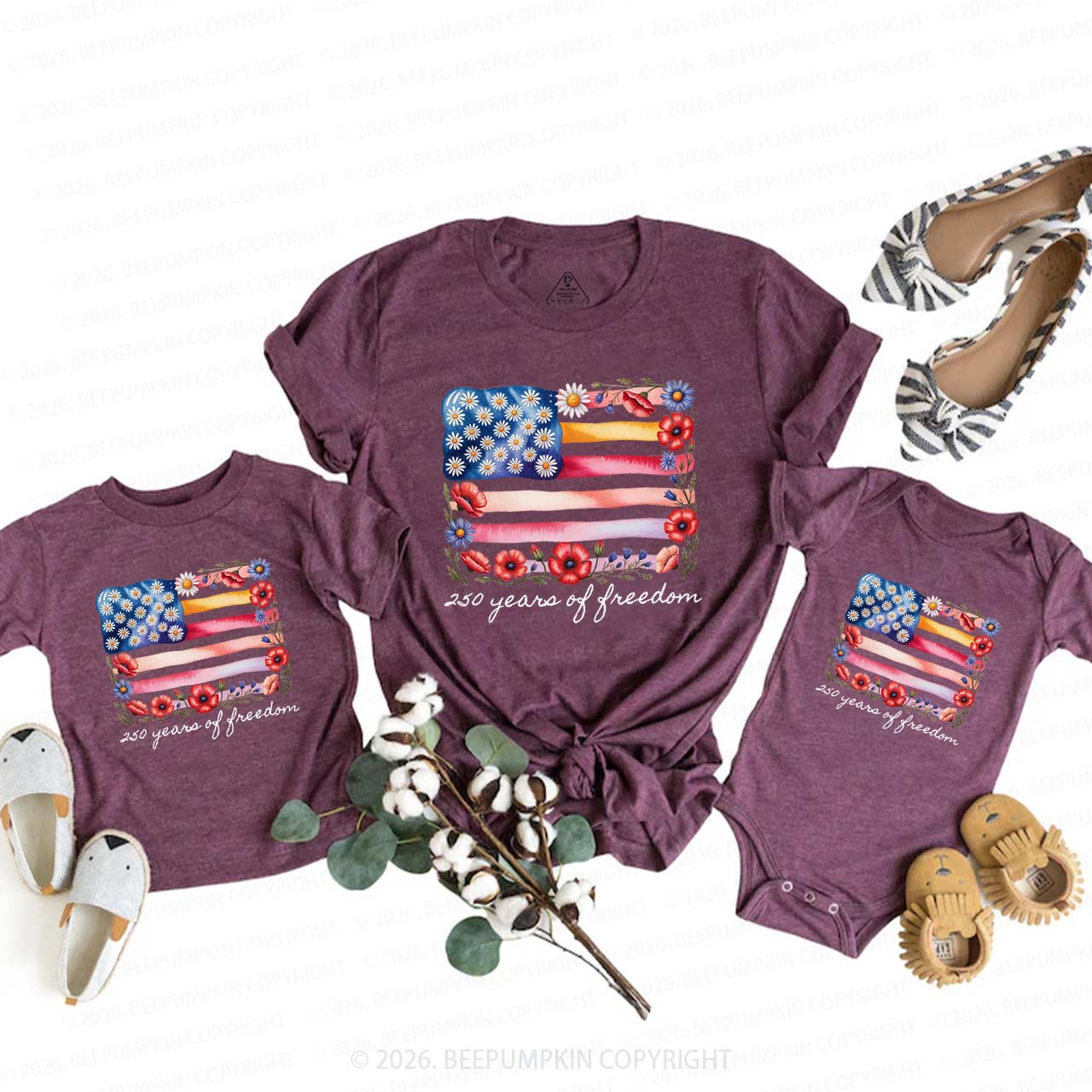 250 Years of Freedom Patriotic Mom&Me Matching T-Shirts