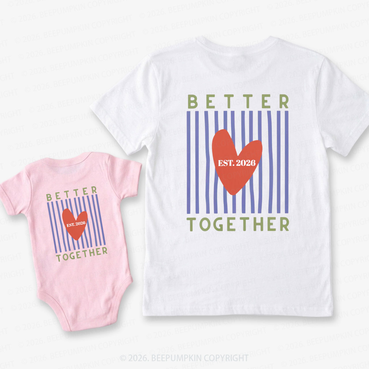 Better Together with Retro Stripes Dad&Me Matching Shirts-Back Design