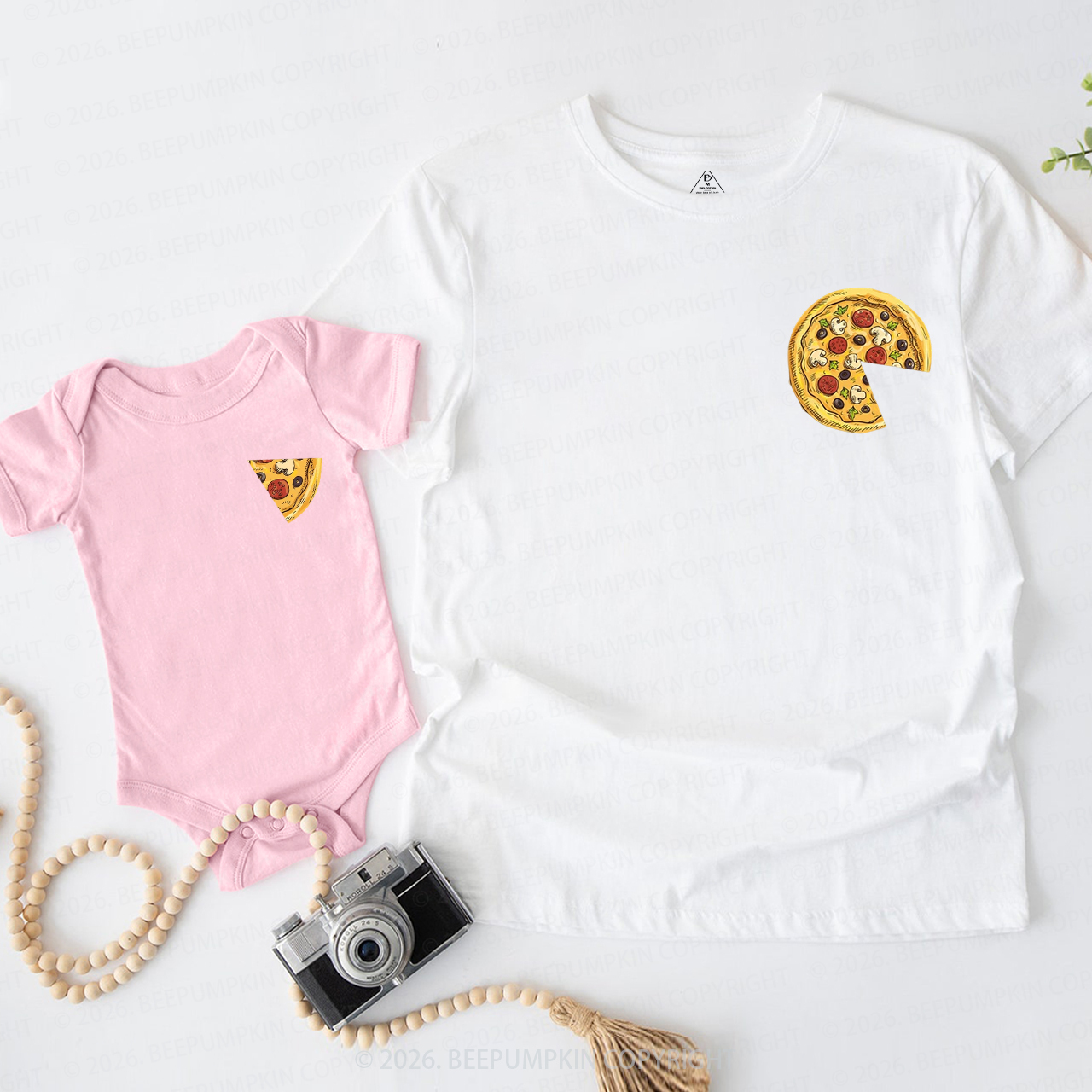 Pizza and Pizza Slice Funny Dad&Me Matching Shirts