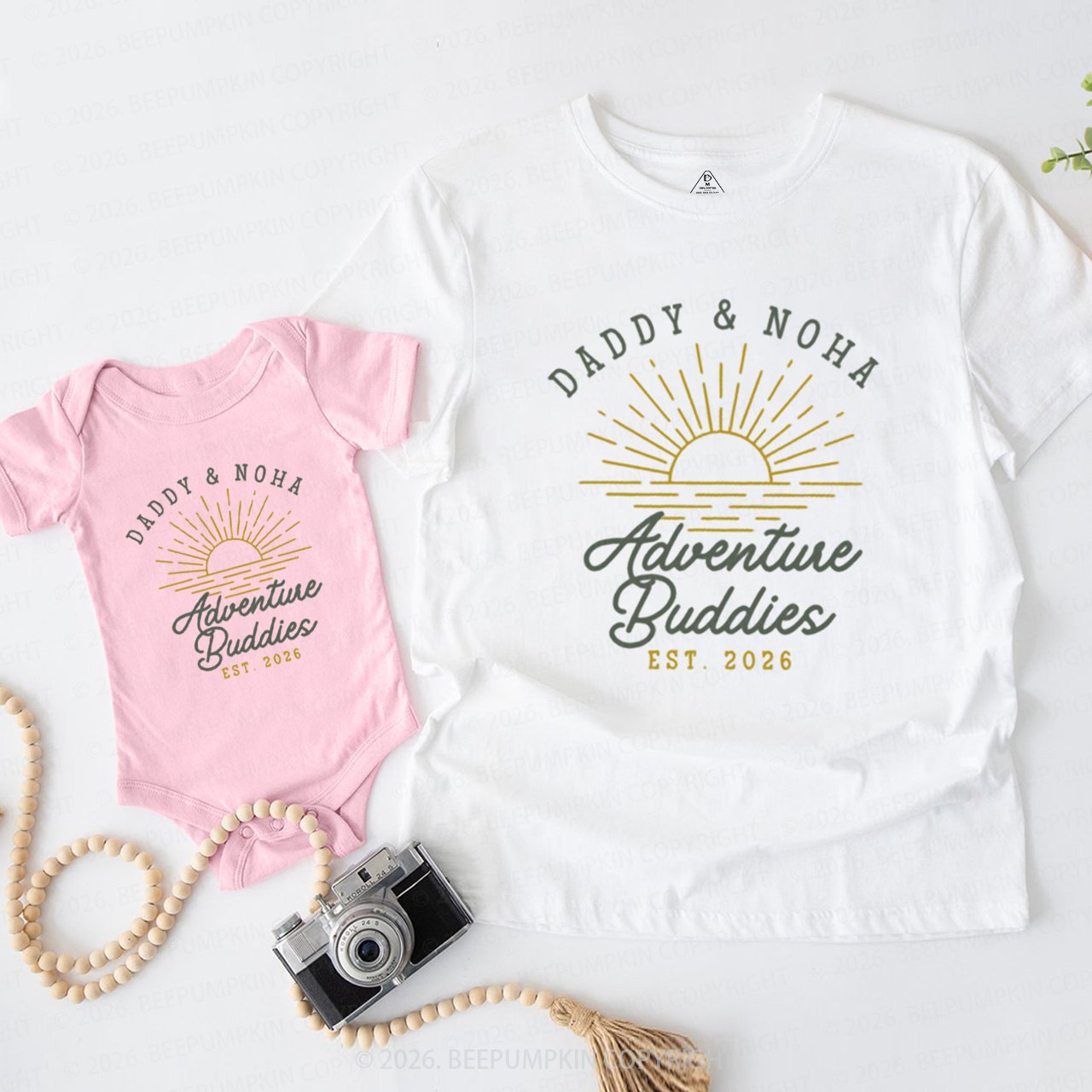 Personalized Adventure Buddies Fathers Day Dad&Me Matching Shirts