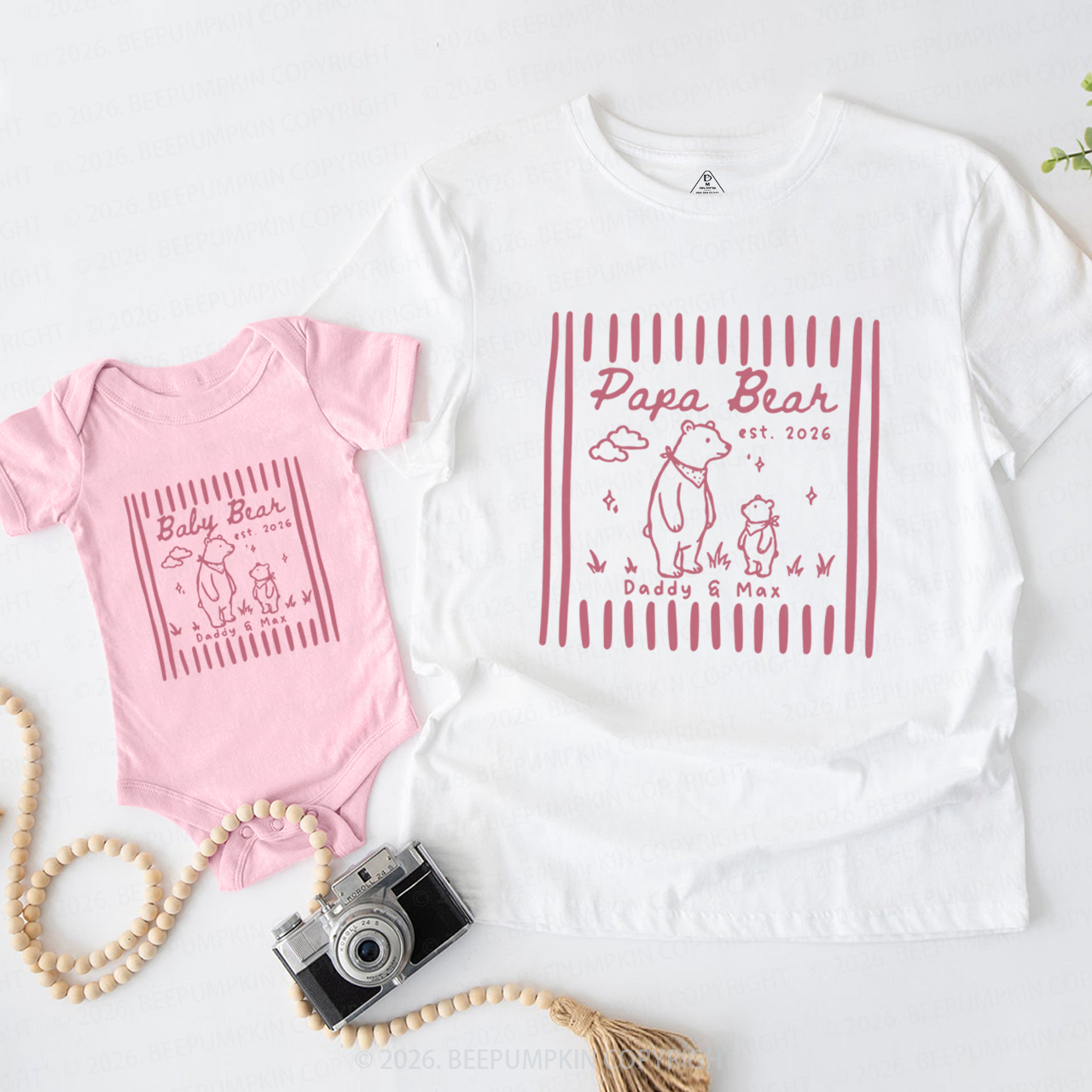 Personalized Papa Bear Baby Bear Dad&Me Matching Shirts