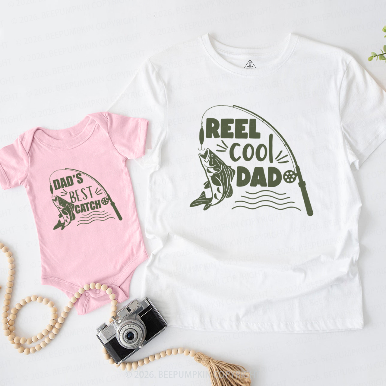 Reel Cool Dad Dad's Best Catch Fishing Dad&Me Matching Shirts