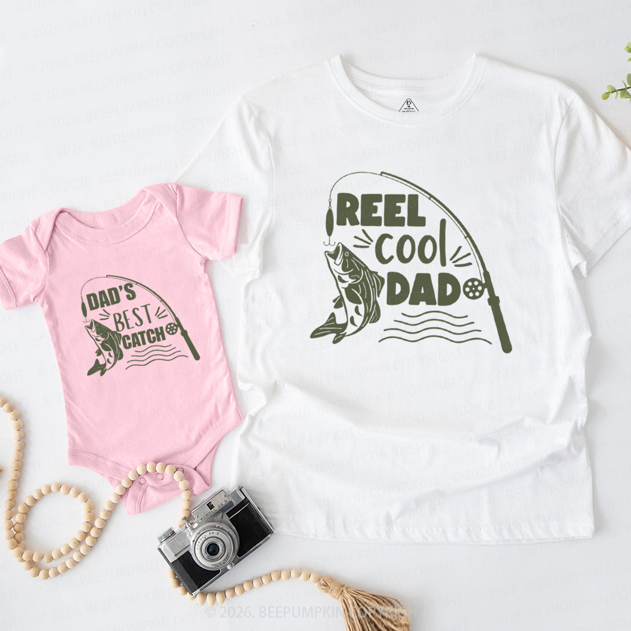Reel Cool Dad Dad's Best Catch Fishing Dad&Me Matching Shirts