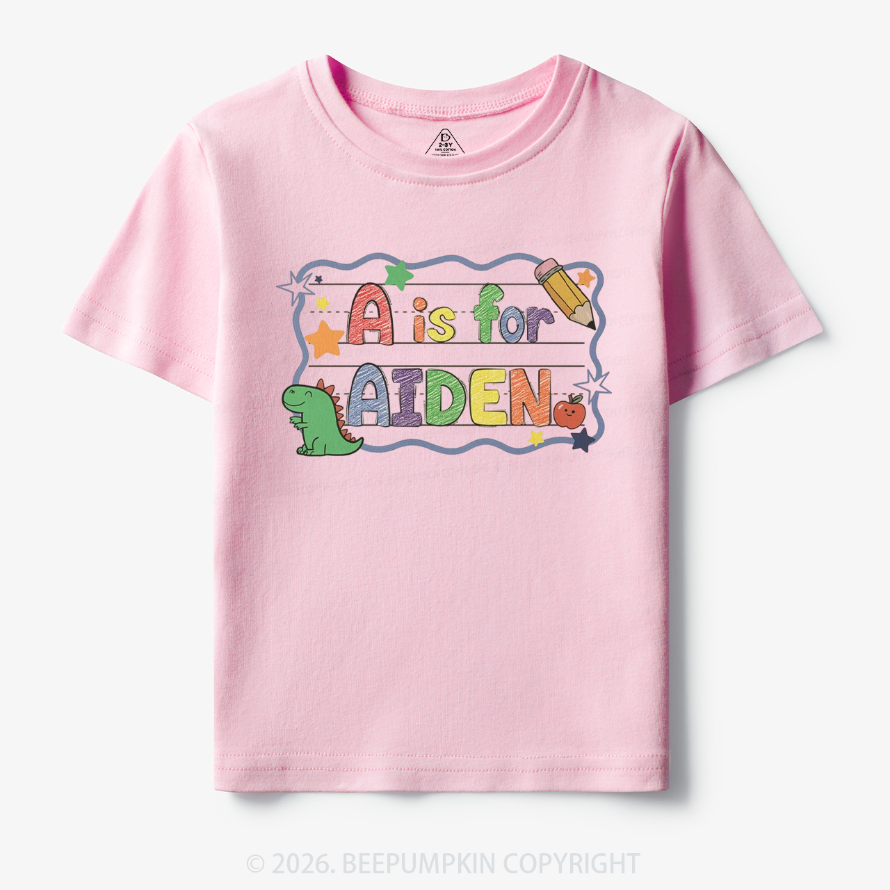 Personalized Name Dinosaur First Day of School Toddler&Kid's Tees