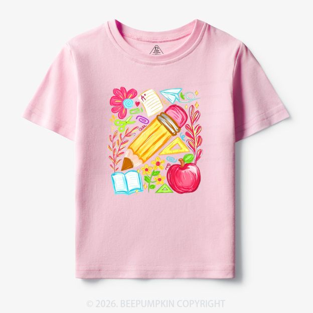 Boho Floral Pencil Coquette Back To School Toddler&Kid's Tees