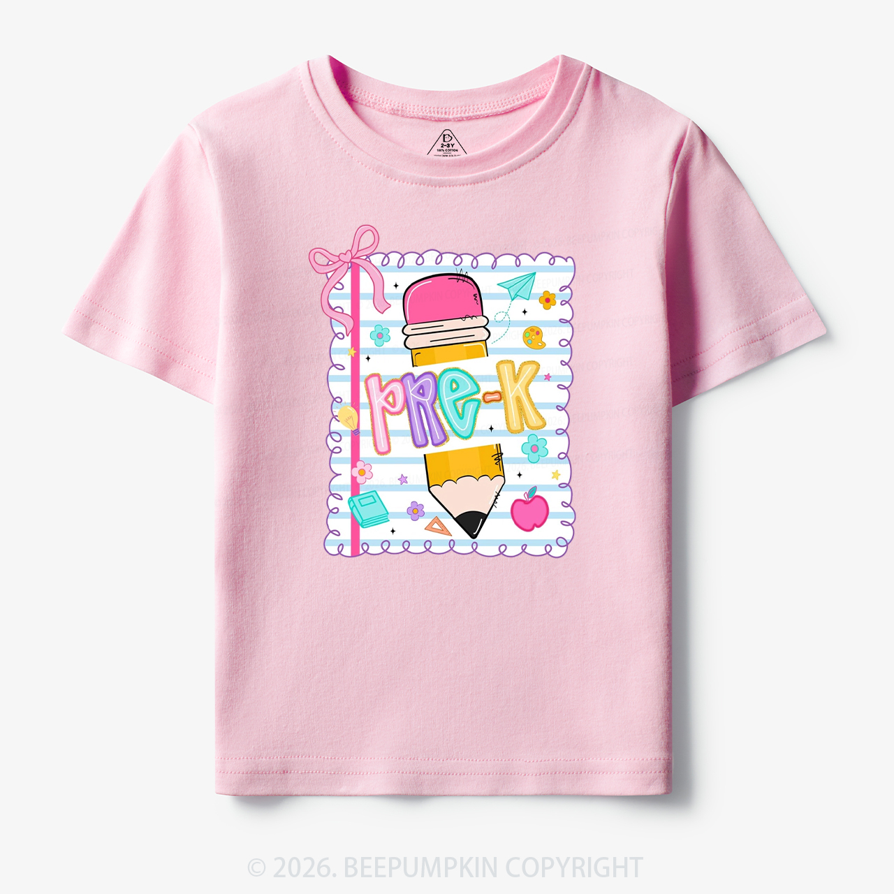 Back To School Pencil Coquette Bow Grades Toddler&Kid's Tees