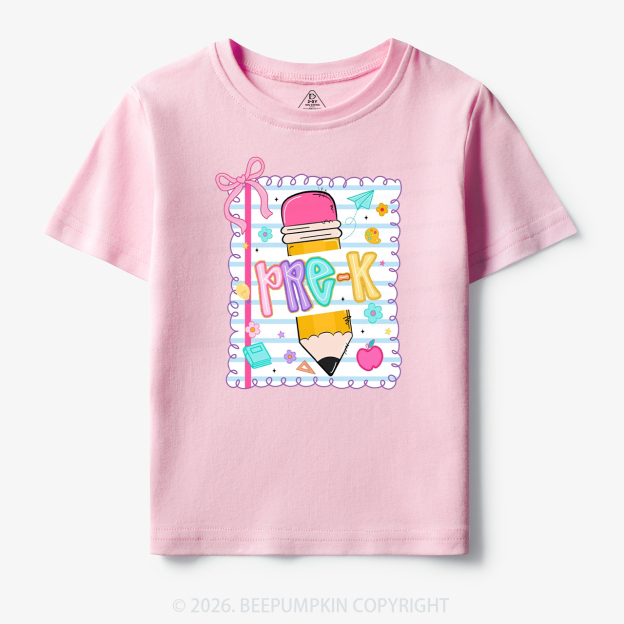 Back To School Pencil Coquette Bow Grades Toddler&Kid's Tees