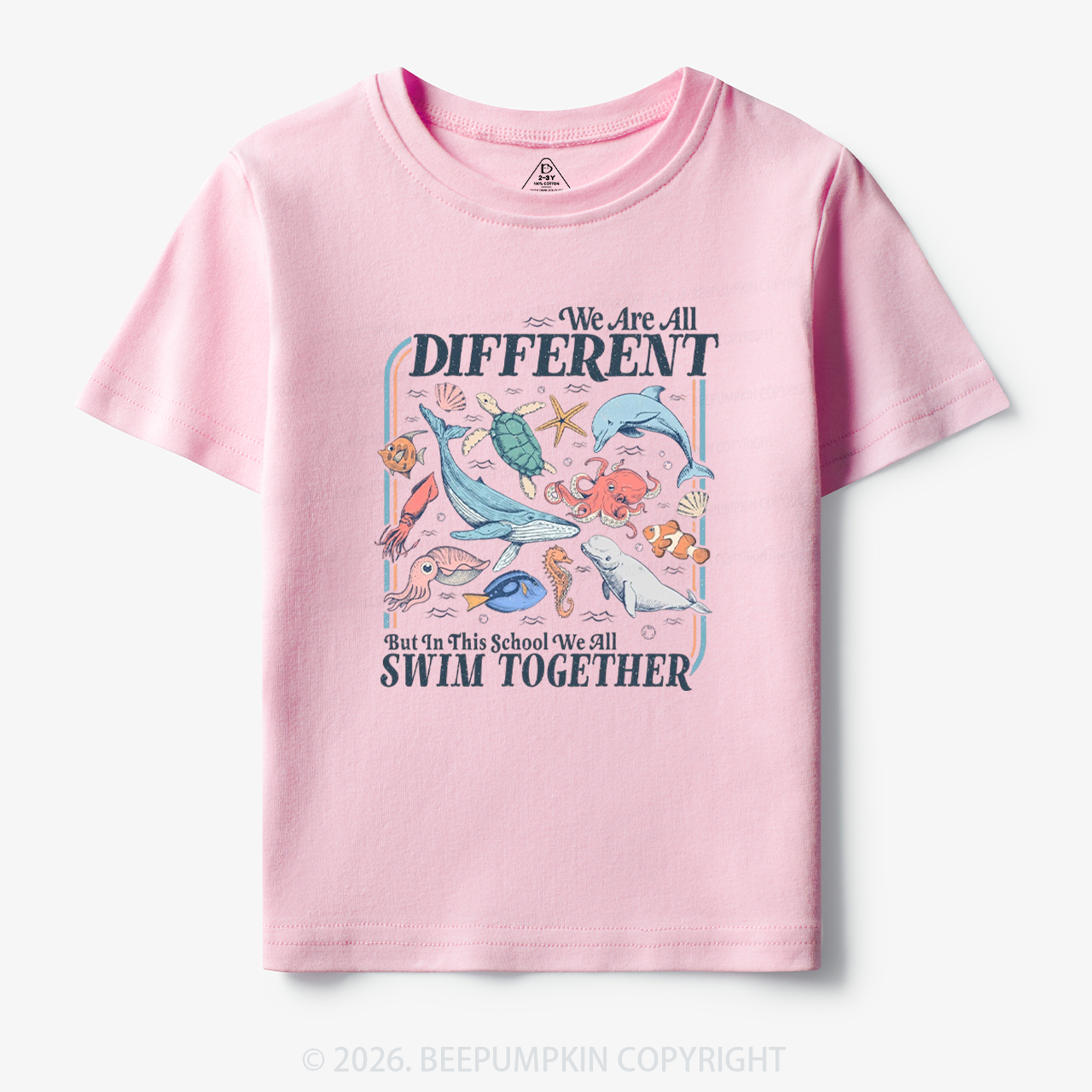 Ocean Animals We Are All Different Swim Together Toddler&Kid's Tees