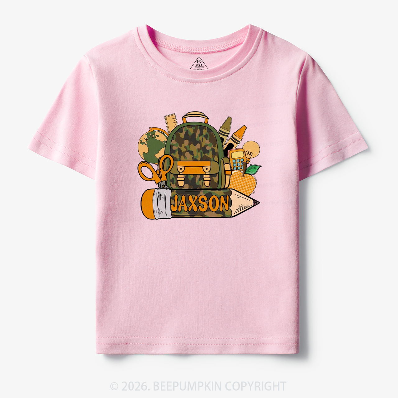 Personalized Camo Backpack Pencil Name Toddler&Kid's Tees