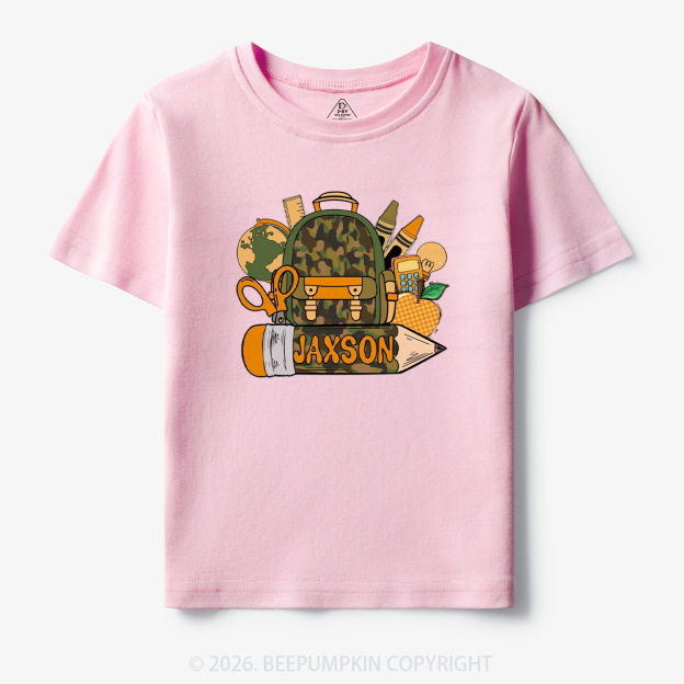 Personalized Camo Backpack Pencil Name Toddler&Kid's Tees