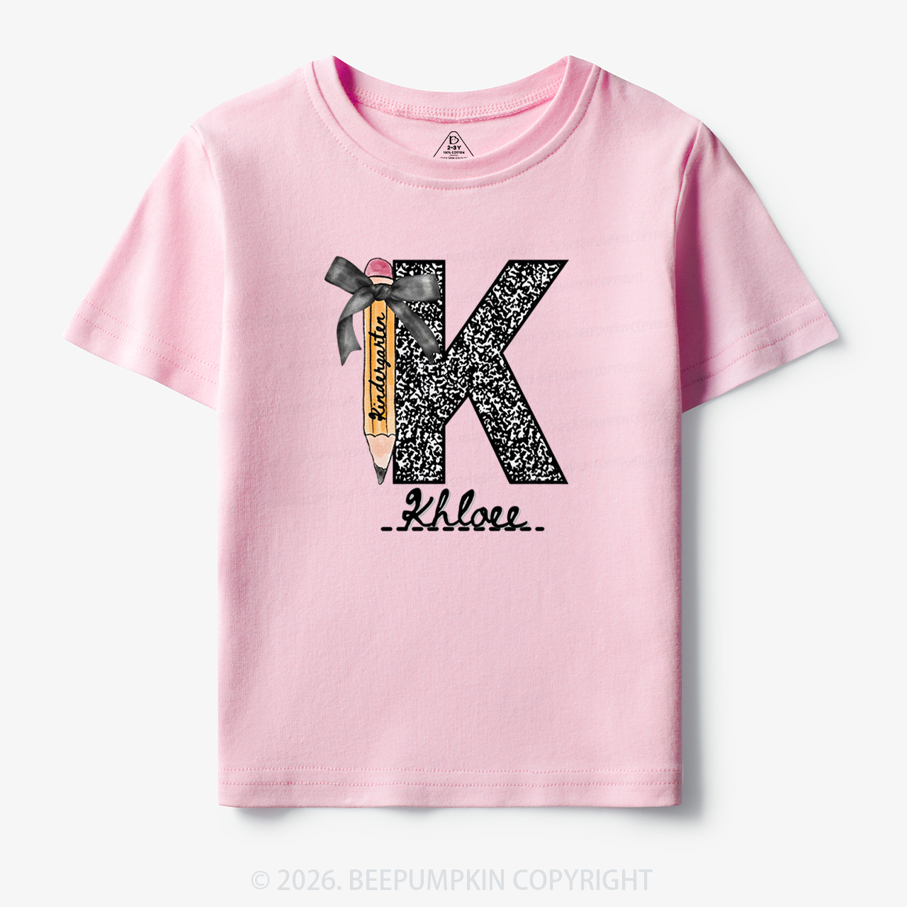 Personalized Grade&Name Monogram Pencil Bow Toddler&Kid's Tees