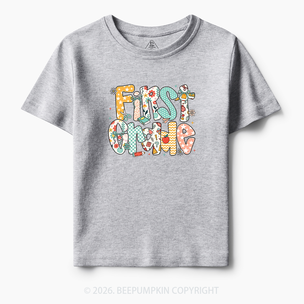 Preppy Floral Apple Pre-k 1st/2nd/3rd/4th Grade Toddler&Kid's Tees
