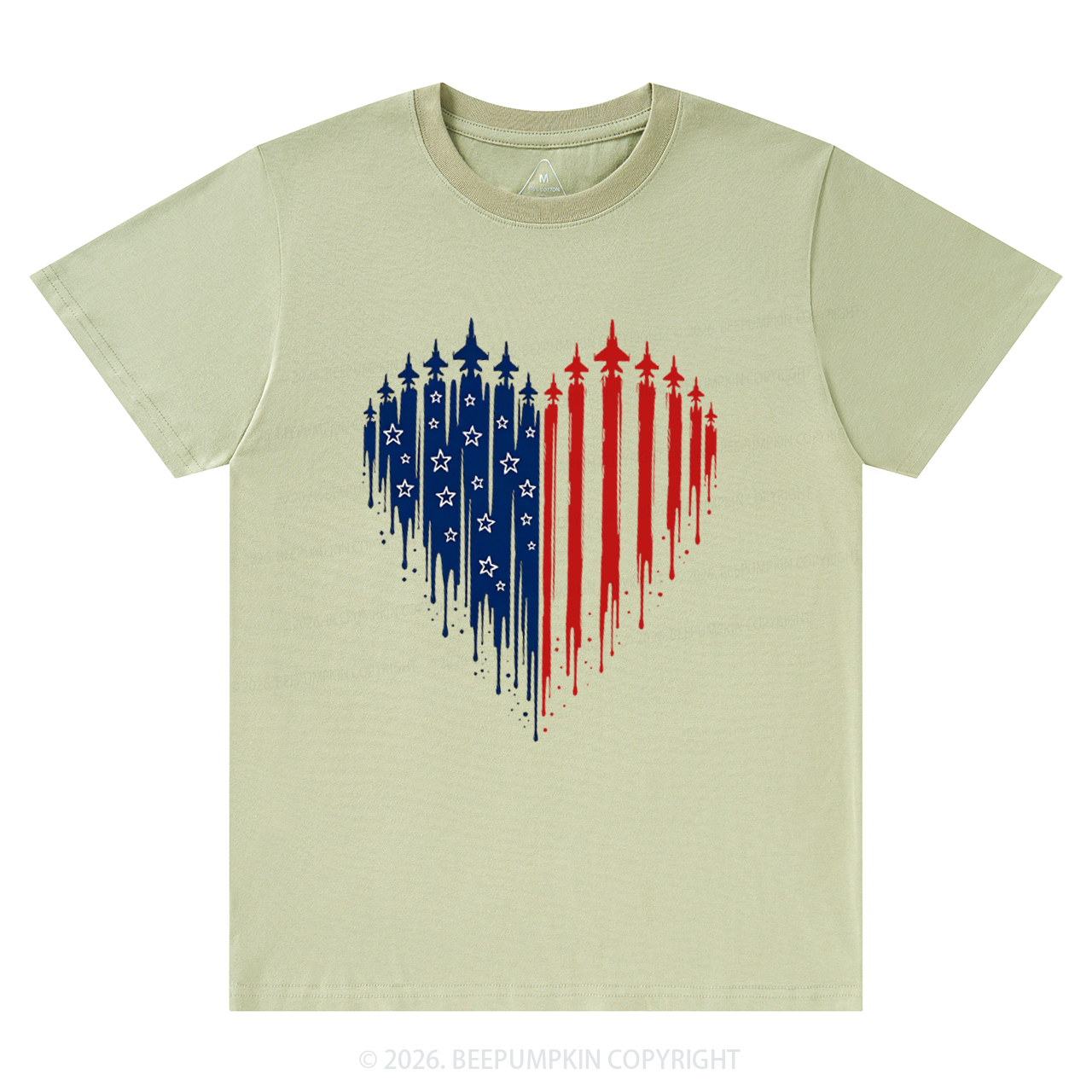 Patriotic 4th Of July American Flag Heart T-Shirts