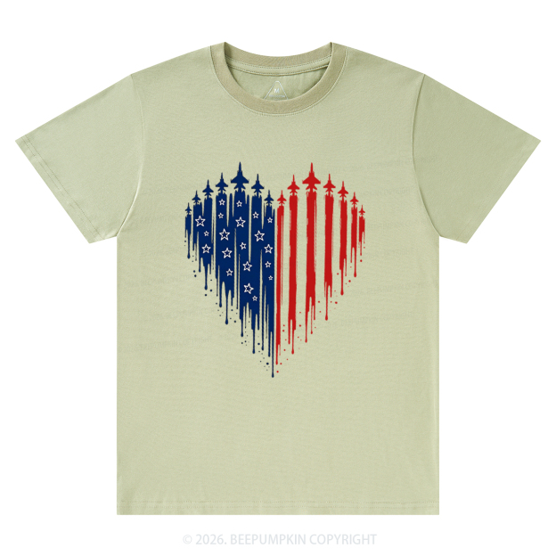 Patriotic 4th Of July American Flag Heart T-Shirts