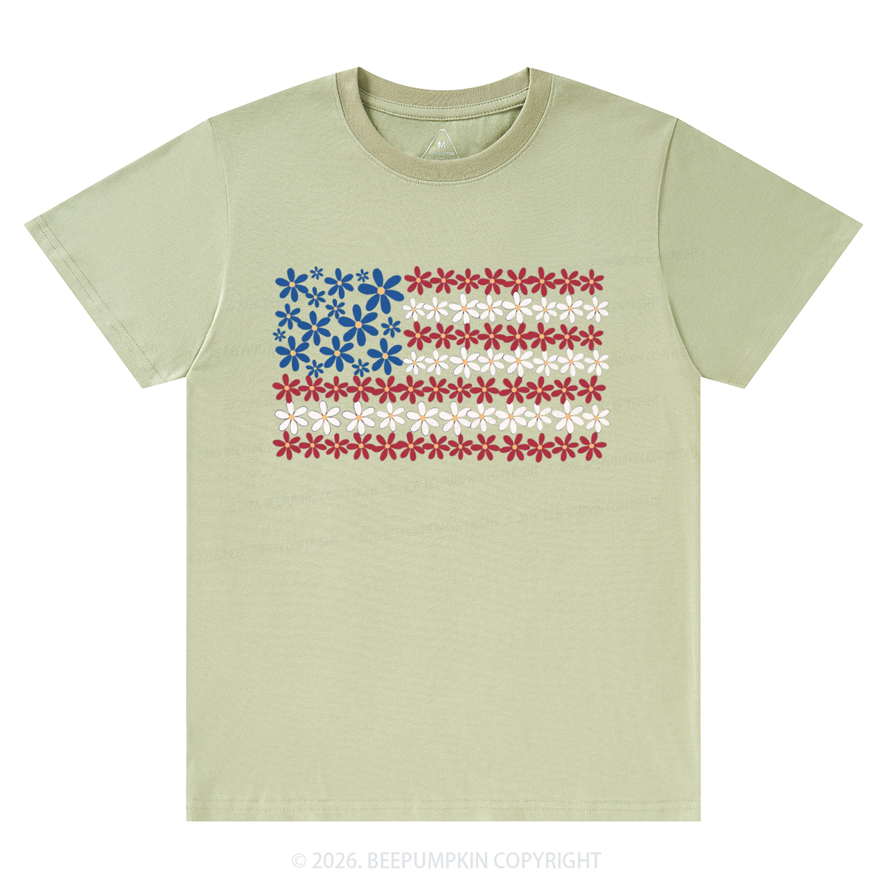 Floral American Flag 4th of July T-Shirts