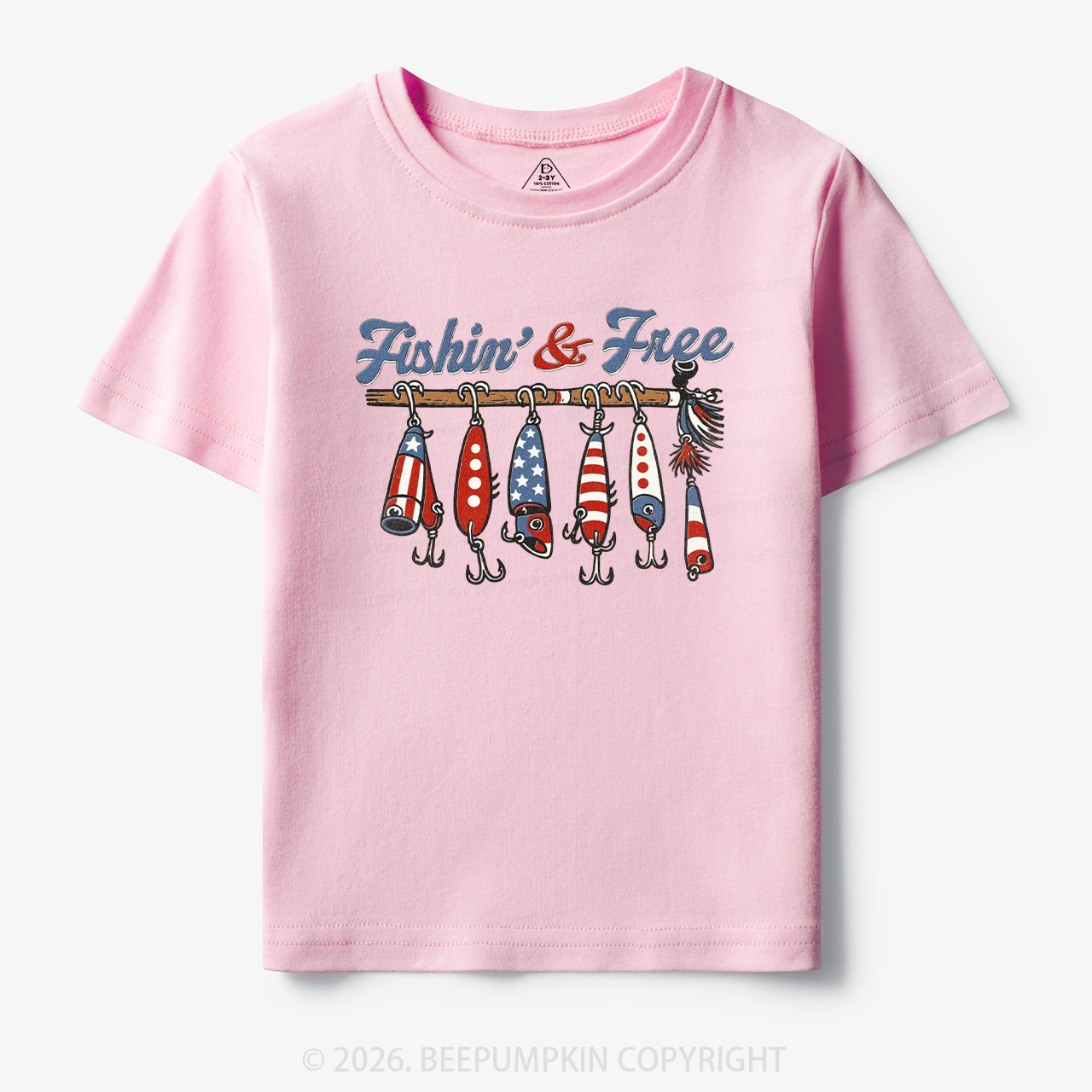 Fishin And Free Lure 4th Of July Toddler&Kid's Tees
