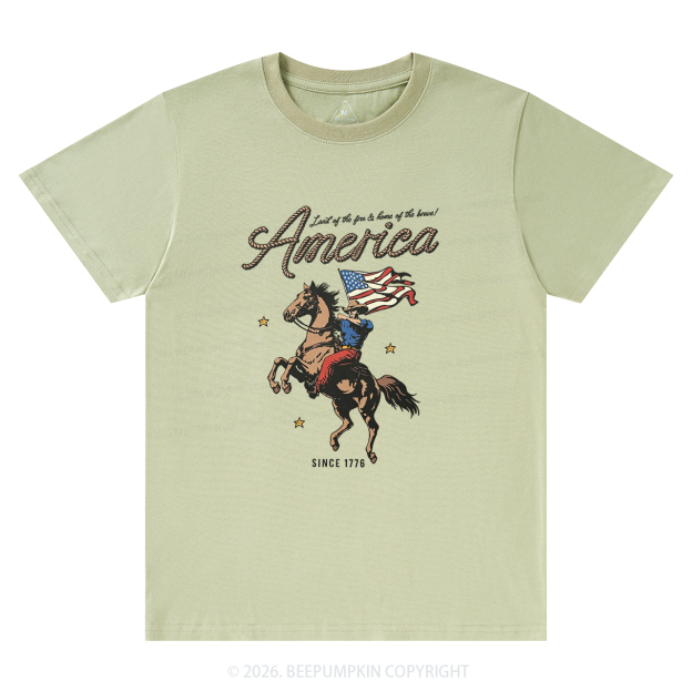 Western Cowboy Waving American Flag Retro T-Shirts