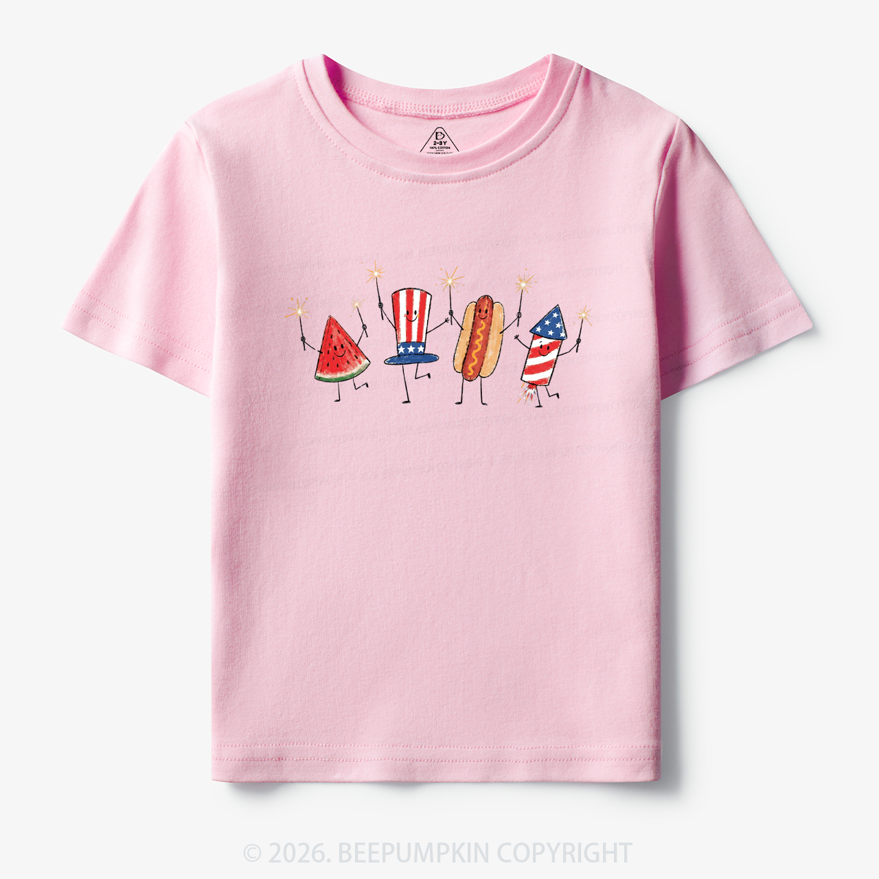 Patriotic Watermelon Hotdog Firework American Toddler&Kid's Tees