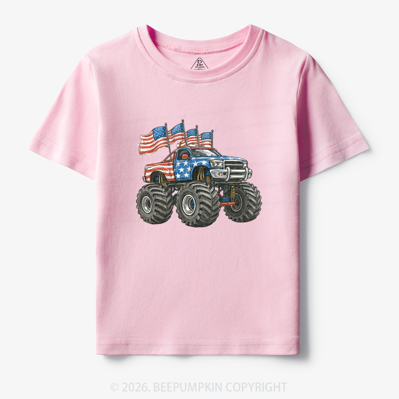 4th Of July Monster Truck American Flag Toddler&Kid's Tees