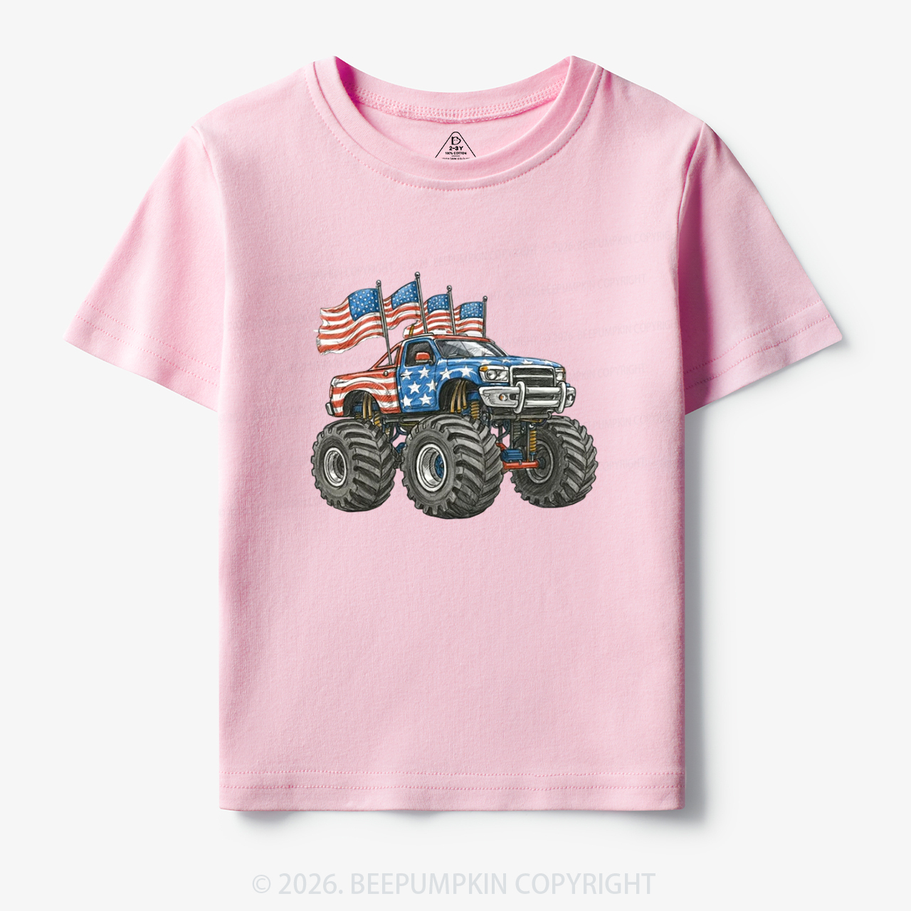 4th Of July Monster Truck American Flag Toddler&Kid's Tees