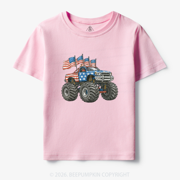 4th Of July Monster Truck American Flag Toddler&Kid's Tees