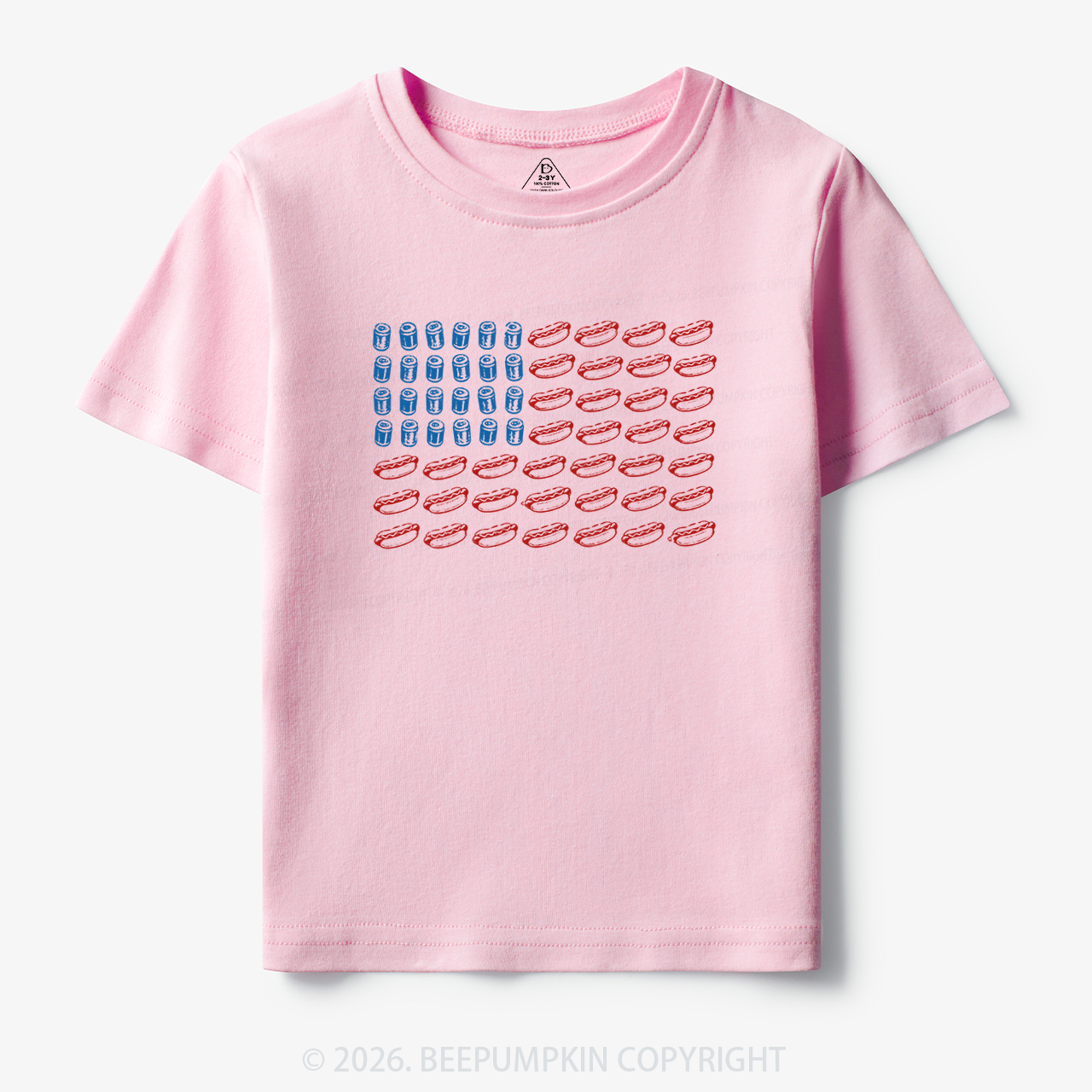 Funny 4th of July Hot Dog American Flag Toddler&Kid's Tees
